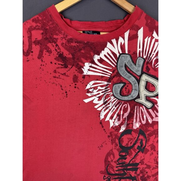 Vintage Y2K SouthPole AOP Red Shirt XL Streetwear Hype Art Logo Rare Hip Hop Art - Picture 3 of 16